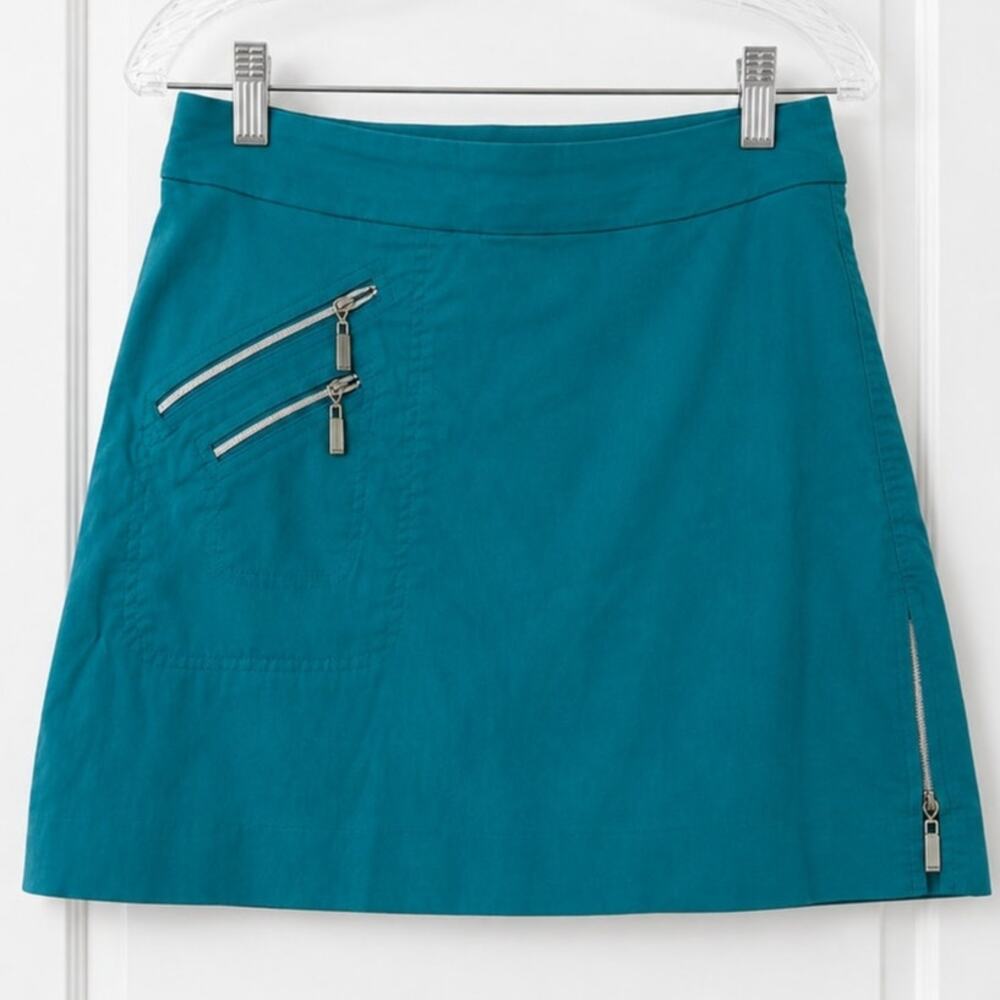 Jamie Sadock Teal Zip Pocket A-Line Skirt Size 4